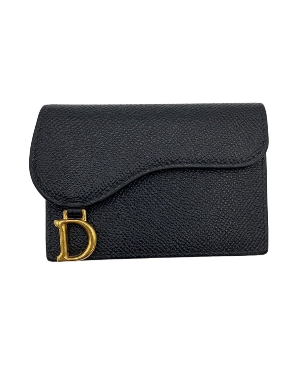 Christian Dior Card Case Wallet Leather Black